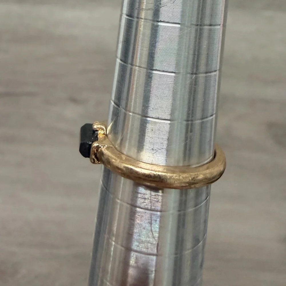 Gold‎ Tone Ring with Black Stone